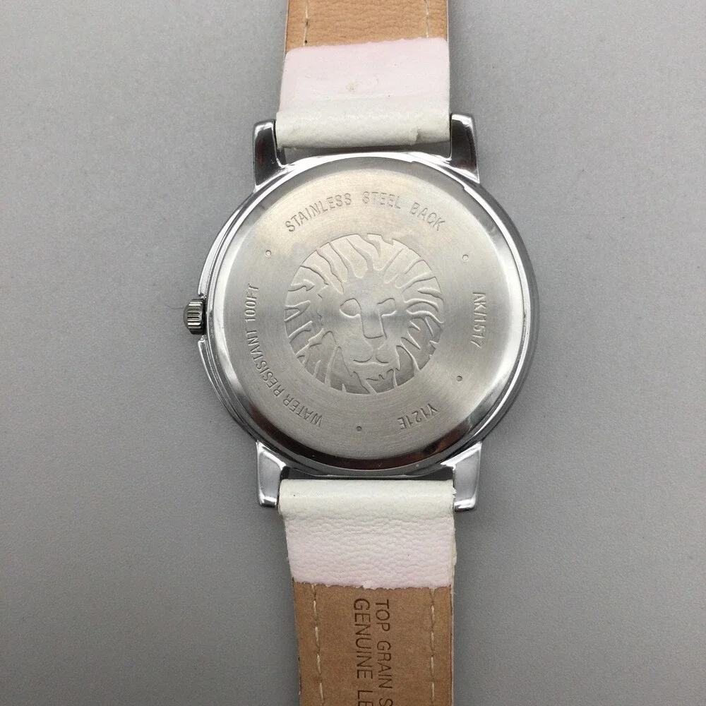 Anne Klein Womens Watch 36mm Cream Dial Leather Band Silver Tone New Battery